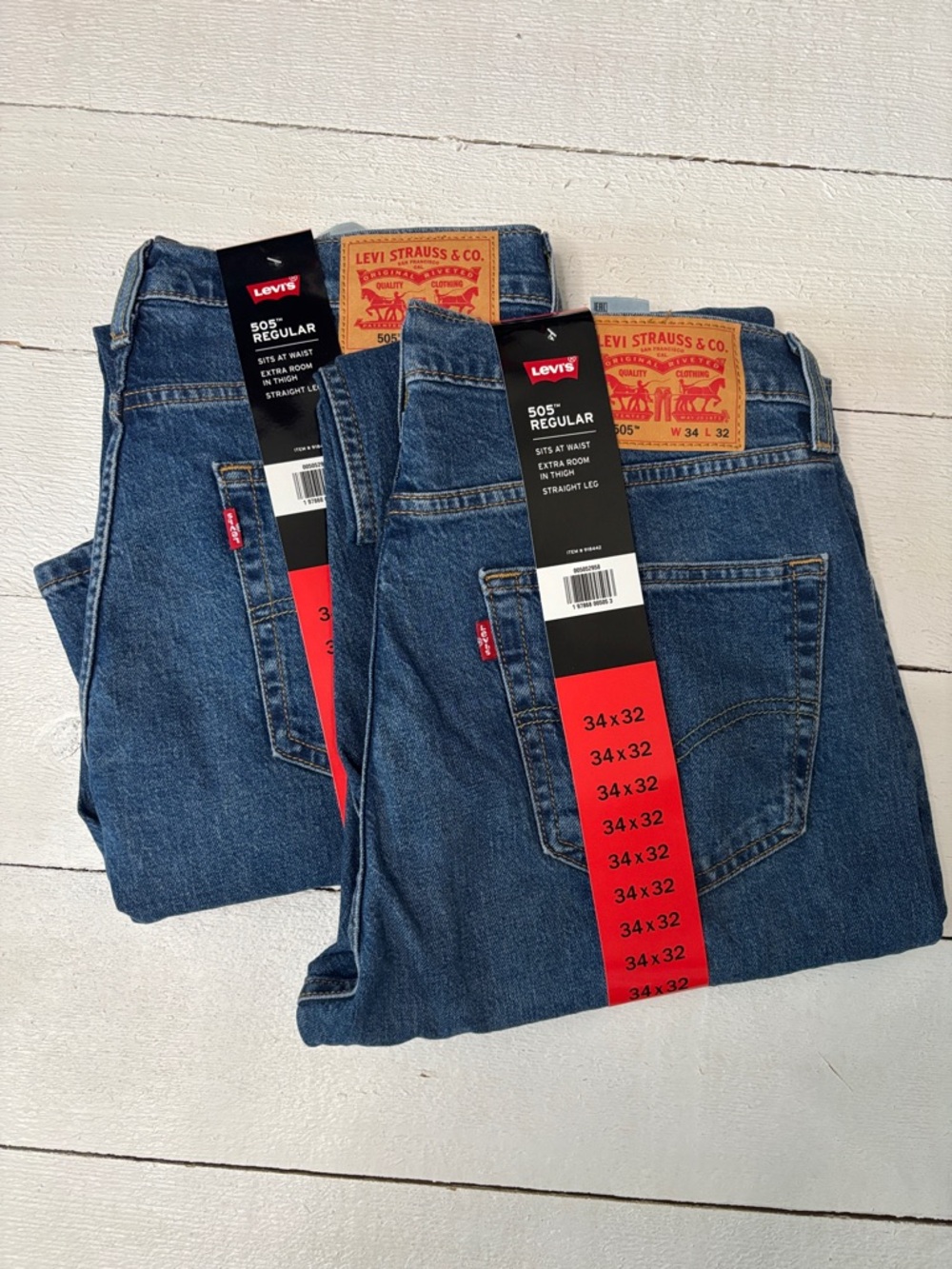 Levi's Men's Straight Jeans in Medium Blue Denim 2 pair 34 X 32 NWT